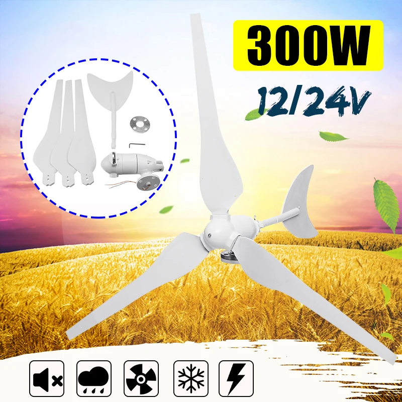 Kaufen 300W Wind Generator AC12V 24 V Wind Turbinen Wind Turbinen Generator mit 3 Nylon Fiber Blades für Hause solar Straßenbeleuchtung, boot