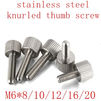 

2pcs M6*8/10/12/16/20 stainless steel small head Knurling Flat Head Knurled Thumb Screw Hand Tighten Computer Screws
