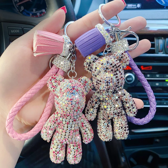 Cartoon Rhinestone Jeweled Bear Keychain Car Wallet Bag Key Ring Pendant  Girls Jewelry - Temu