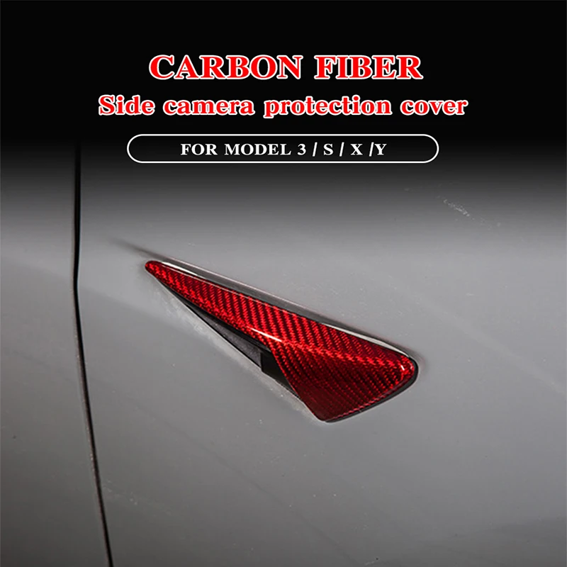 

Real Carbon Fiber Body Side Camera Case For Tesla Model3 17-22 Accessories Logo Turn Signal Cover Decoration Protection