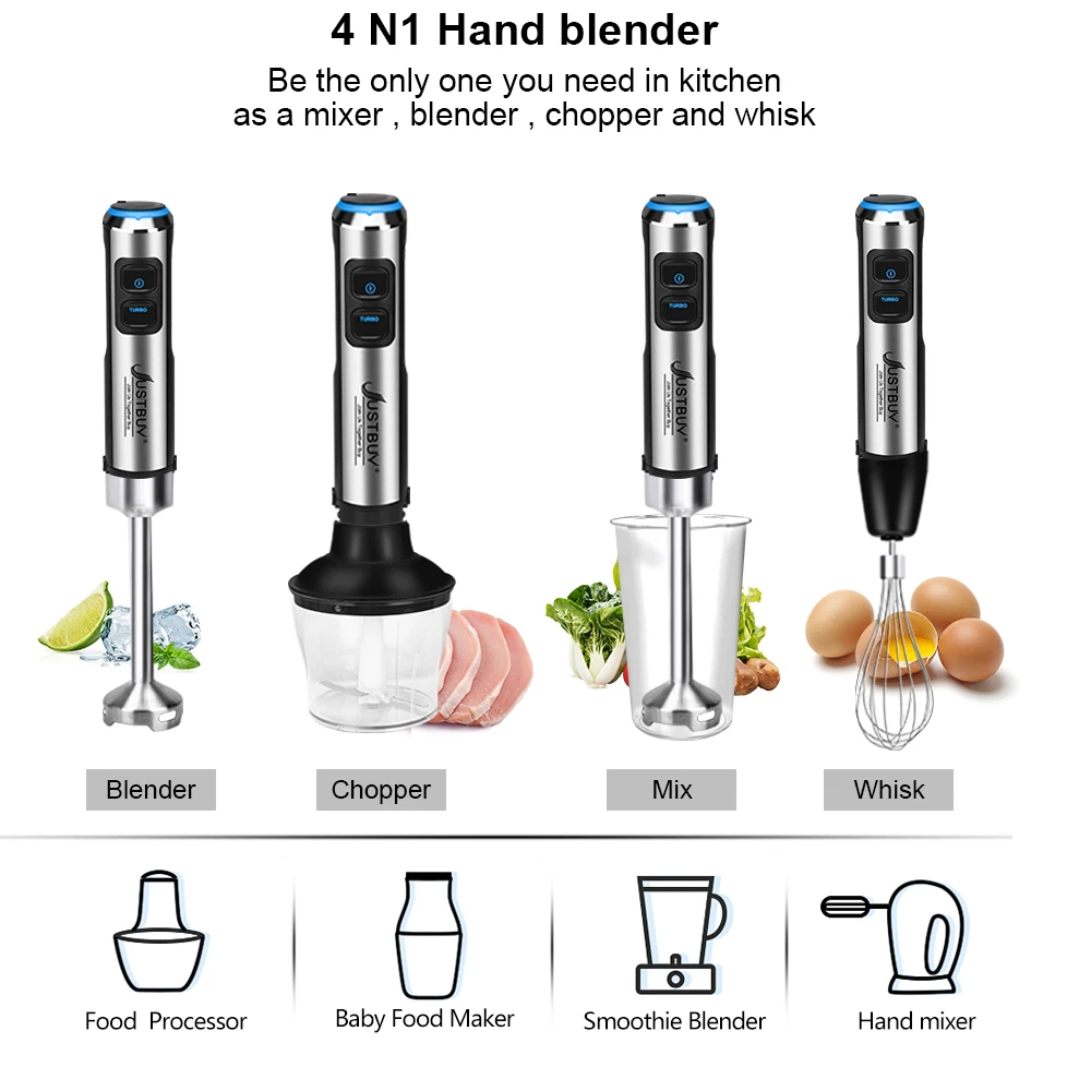 Electric Hand Blender Stainless Steel Blade Immersion Corded Mini Handheld Blender  Stick for Fruits 1000W EU Plug 220V - AliExpress