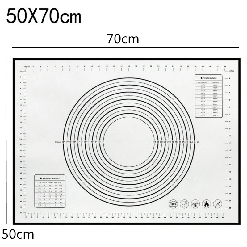 40x60cm black Силиконовый коврик для выпечки с накипью раскатки теста коврик для замеса теста антипригарная Кондитерская печь лайнер формы для выпечки 60*40/40*30 см - Color: 40x60cm black