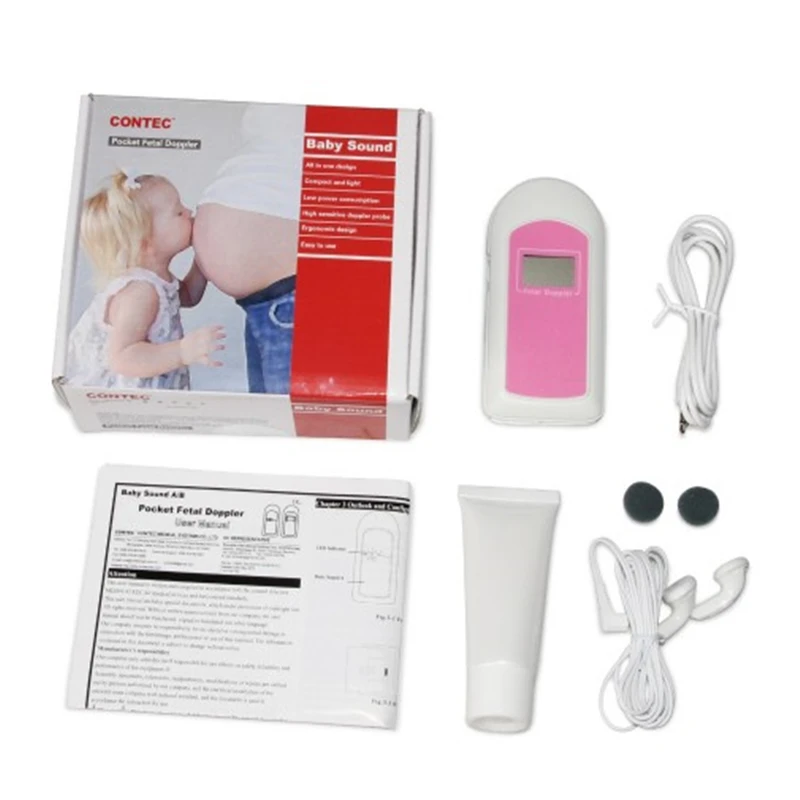 Billig CONTEC Fetalen Herzfrequenz Doppler Baby Sound B Ultraschall Doppler LCD Freies GeL ROSA