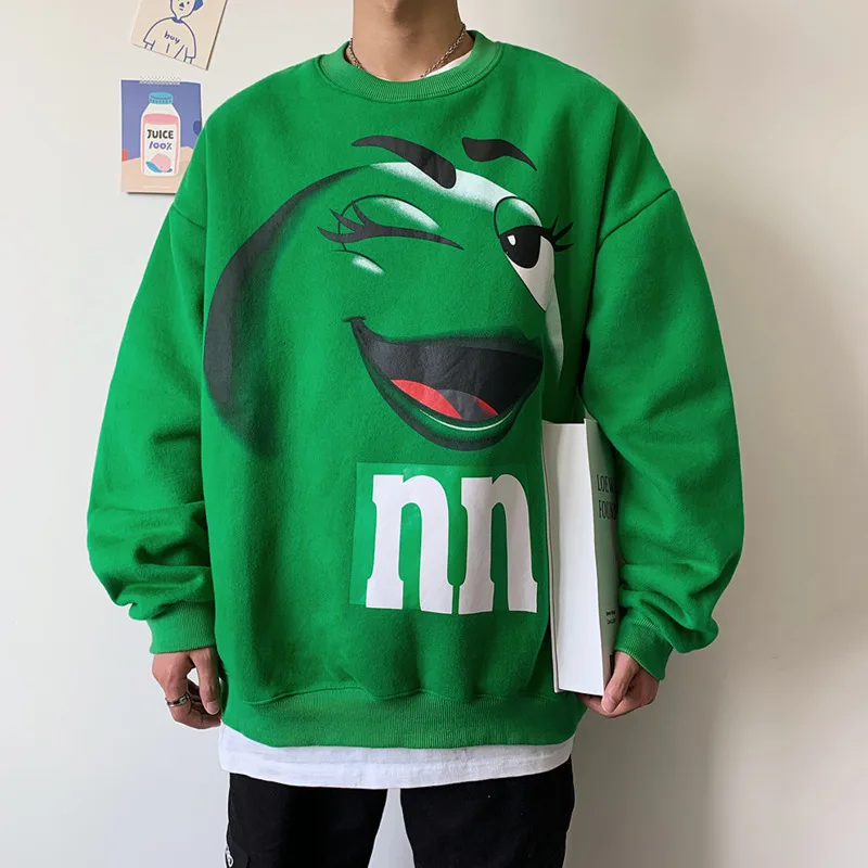 Зима новая Корейская версия тренда High Street National Tide Smiley Face плюс бархатный Толстый Круглый вырез Повседневный пуловер