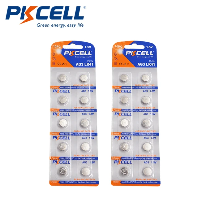 PKCELL 20Pcs LR41 AG3 192 Pile Bouton Alcaline Pile Égale à LR192 V3GA SR41  192 392 Pour Calculatrices Caméras Montres Jeux - AliExpress