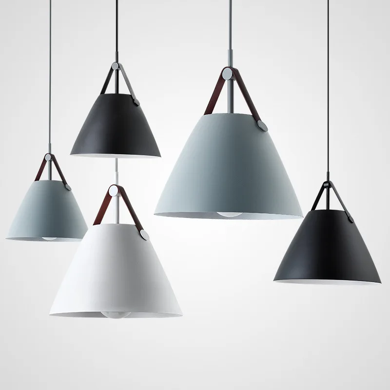 

Nordic Belt Chandelier Individuality Modern Simple Restaurant Bar Terrace Cafe Hotel Aluminum Makaron Chandelier