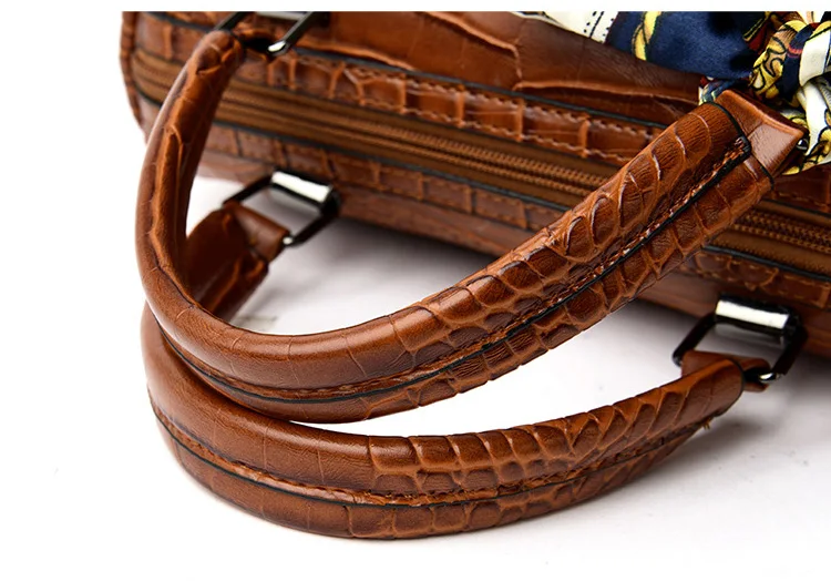 Ladies Faux Crocodile Print Handbags Vintage PU Leather Crossbody Bags Women Luxury Brand Satchels Purse Black Brown Gray Purple (8)