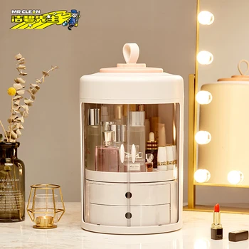 

Clean cosmetic storage box rotating visual jewelry storage box dustproof cosmetic box creative birthday gift for girlfriend