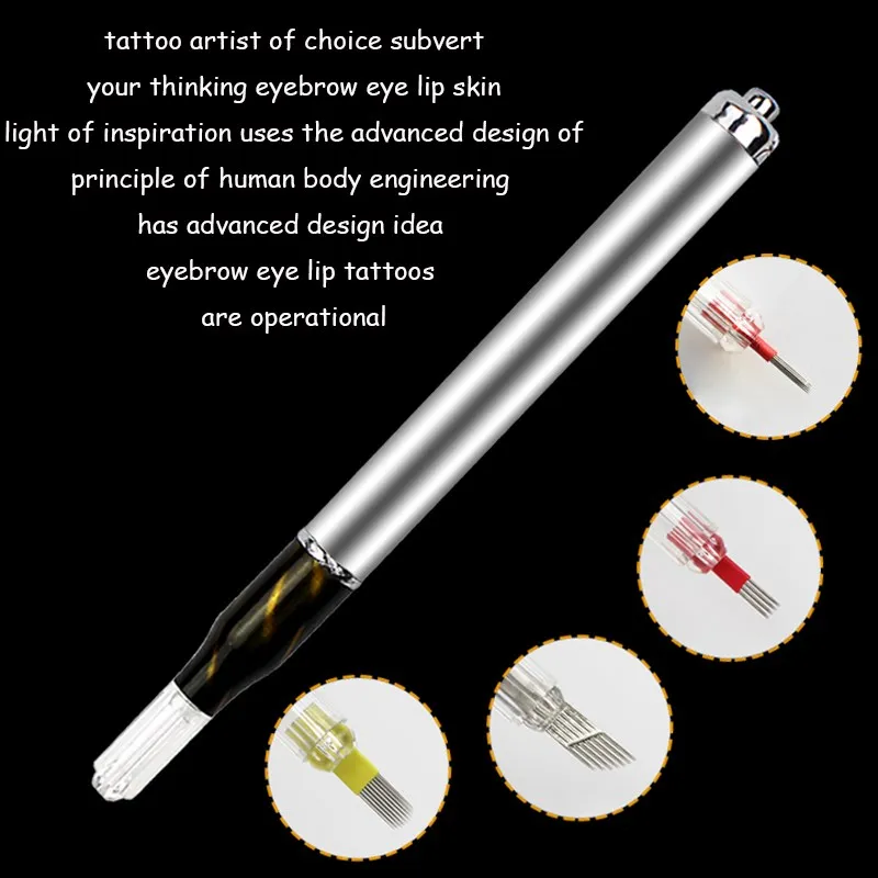 Microblading Tattoo Pen with Light Manual Tattoo Needles Blades Holder Microblading Handle Pen Permanent Makeup Tattoo Supplies microblading disposable pen 18u needle permanent makeup supplies with pigment sponge eyebrow blades tattoo needles