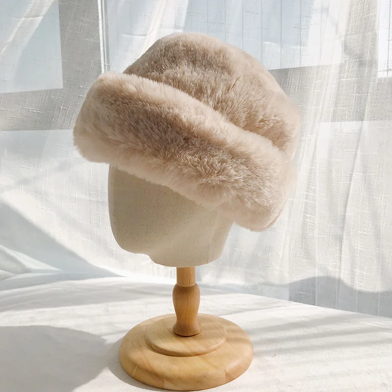 Южная Корея, шикарная меховая плотная теплая шапка с кроличьим мехом, шапка для холодной зимы, Женская милая Студенческая шапка в рыбацком стиле - Цвет: see chart
