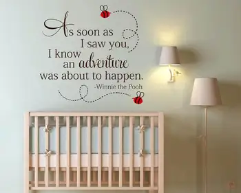 

As soon as I saw you I knew an Adventure is about to Happen Winnie Wall Quote Decal Winnie Nursery Decor