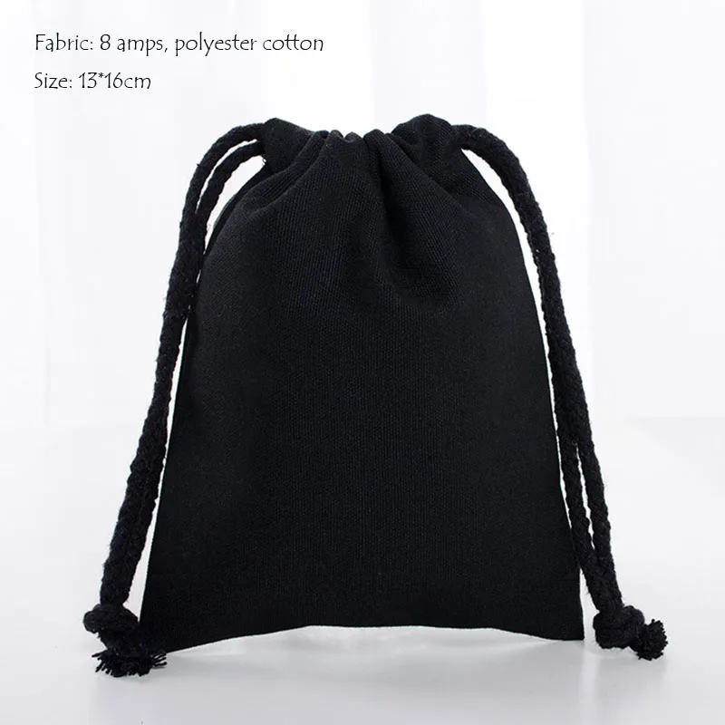 13x16cmblack GABWE хлопчатобумажные сумки для хранения на шнурке для мужчин и женщин, тканевый рюкзак, походная упаковка для подарка, с логотипом, сумка для покупок - Цвет: 13x16cmblack