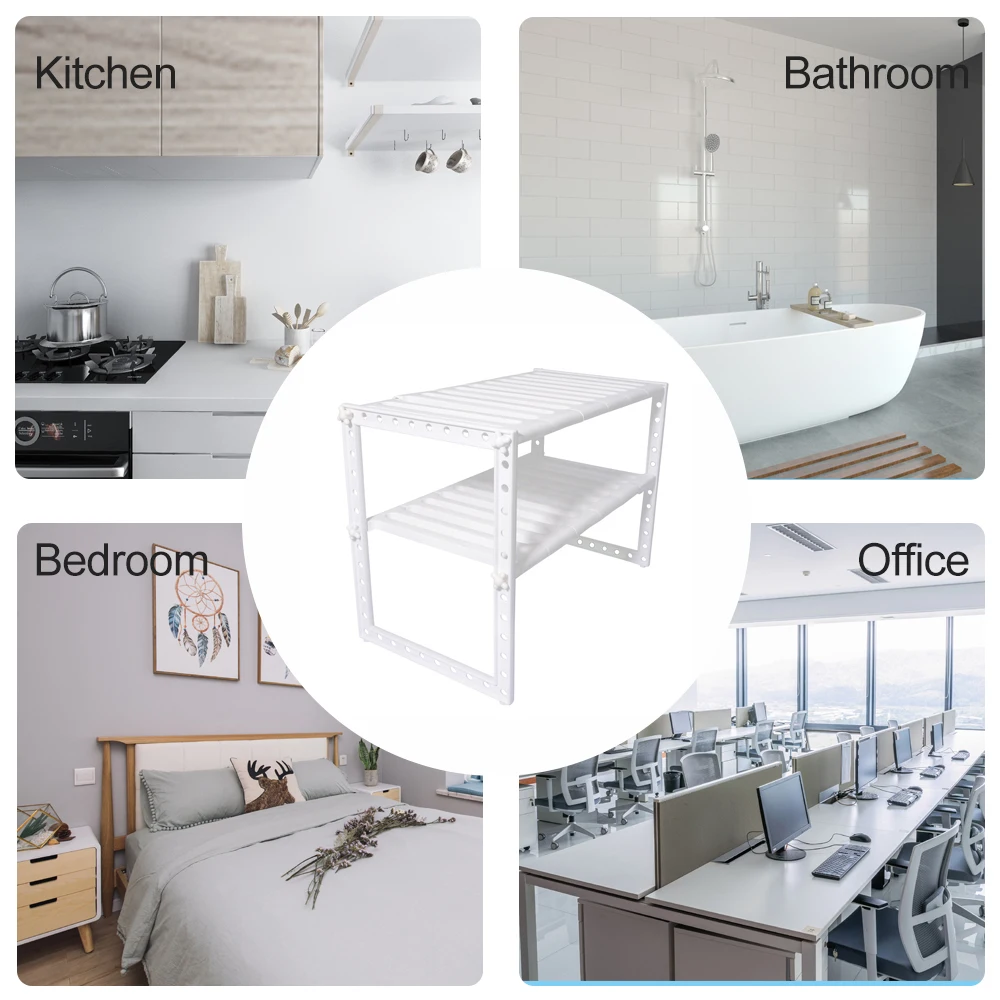 

2 Layer Kitchen Storage Rack Stainless Steel Pot Pan Cover Spoon Holder Storage Organizer Rack Retractable Under Sink Shelf