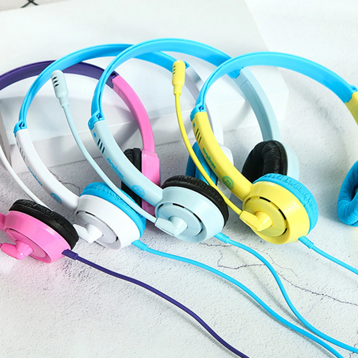 Kids Wired Headphone With Mic 3 5mm Plug Over Ear Rich Sound Headset Cellphone Computer Headphone For Online Course Voice Chat