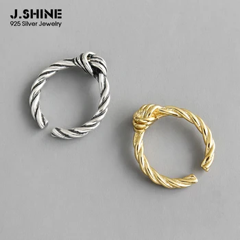 

JShine Korean 925 Sterling Silver Ring Retro Vintage Twist Knot Finger Ring Opening Silver Ring 925 Statement Fine Jewelry