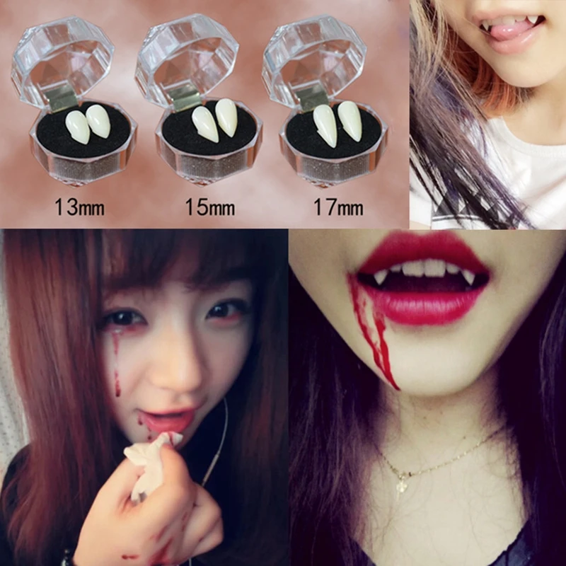 1 pair Halloween Vampire Denture Zombie Teeth Small Tiger Teeth COSPLAY Make-up Dance Props 13mm