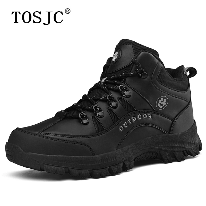 TOSJC Brand Mens Ankle Hiking Shoes Tough Mountain Climbing Shoes Autumn Man Work Safety Boots Outdoor Military Tactics Shoes