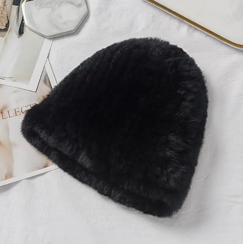 black YCFUR, Новое поступление, женские шапки, шапка s, зимняя, теплая, утолщенная, меховая, качественная, натуральный мех, шапка для девочек, супер эластичная, снежная шапка, женская шапочка - Цвет: black
