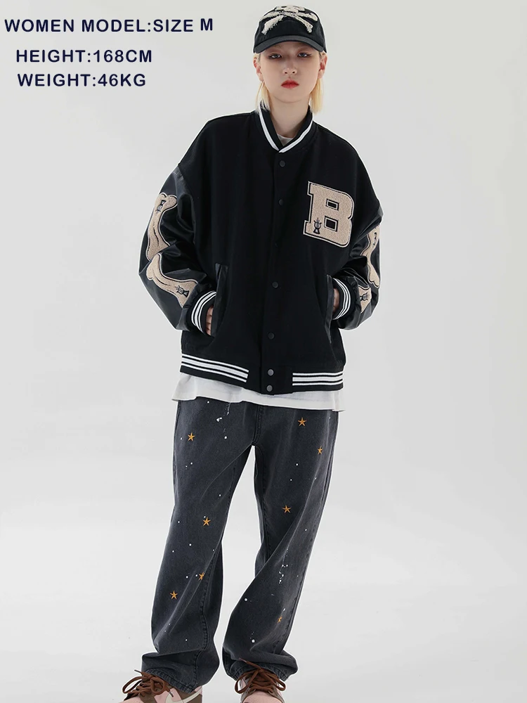 LACIBLE 2020SS Hip Hop Furry Bone Patchwork Color Block Jackets Mens Harajuku Streetwear Bomber Jacket Men Baseball Coats Unisex