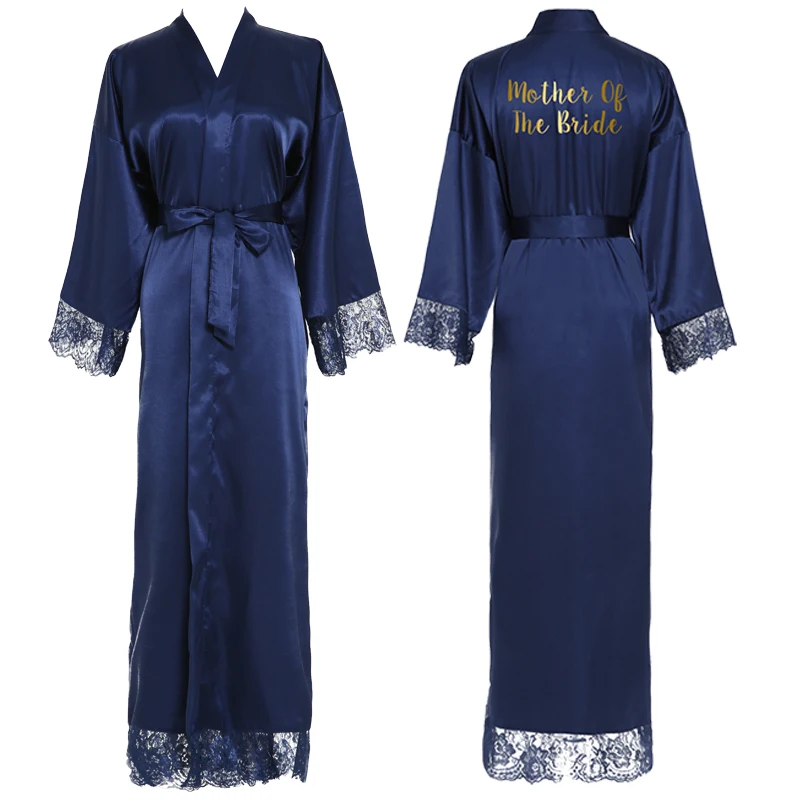 YUXINBRIDAL New Silk Satin Lace Robes White Bridesmaid Bride Robes Bridesmaid Robes Wedding Long Robe Bathrobe
