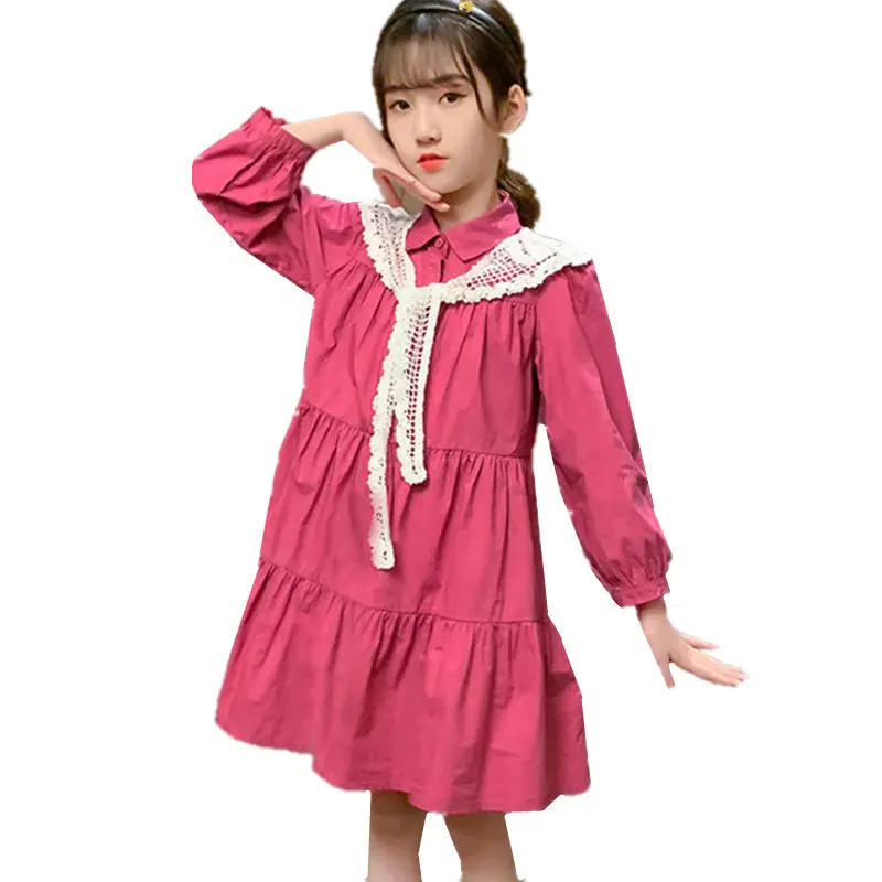 

Teenage Girls Dress Autumn 2020 Kids Dresses for Girls Clothes Party Dress Kids Costume Patchwork Shirt Dress 8 9 10 12 13 Years