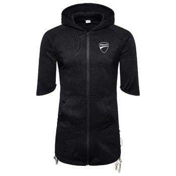 

Comfortable Zipper Long section Hoodies Mens Casual Solid Color Comfortable Short sleeve Ducati LOGO Wild Tops Fast delivery