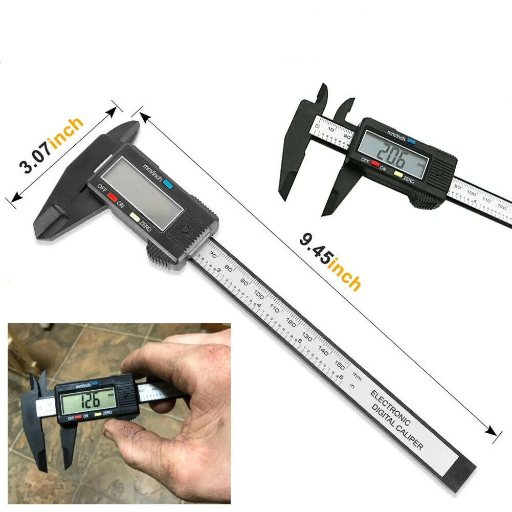 

6 inch Carbon Fibe Electronic Vernier Caliper Gauge 100mm Calliper Micrometer LCD Digital Ruler Measuring Tool 150mm 0.1mm