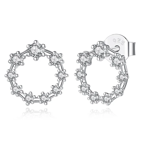 FOREWE 925 пробы серебряные серьги ювелирные изделия крошечные CZ проложить кристалл сердце серьги гвоздики подарок для женщин девочек детей леди - Окраска металла: YE3265