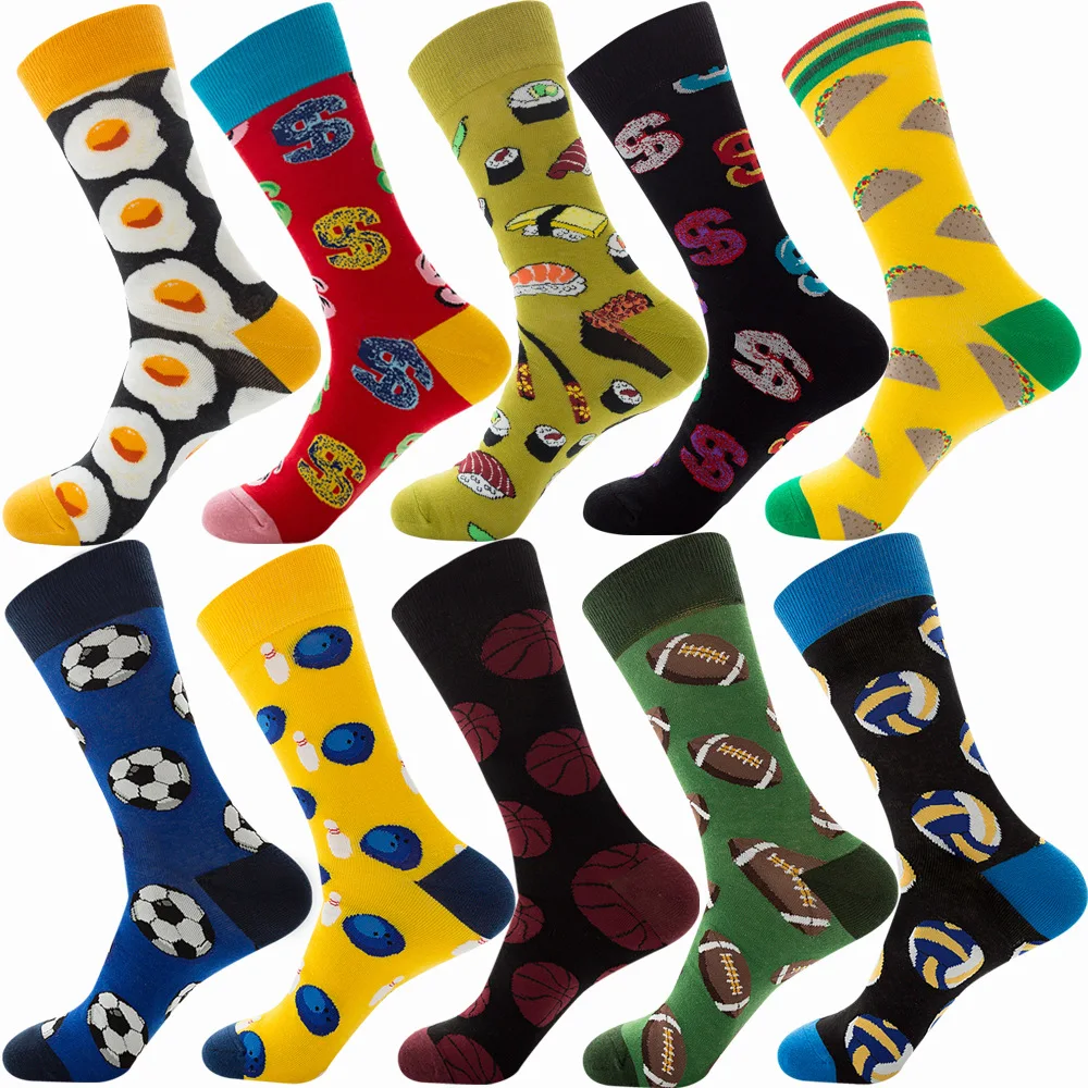 Meias Masculinas Coloridas E Divertidas - Pack Multicolor Algodão Confortável