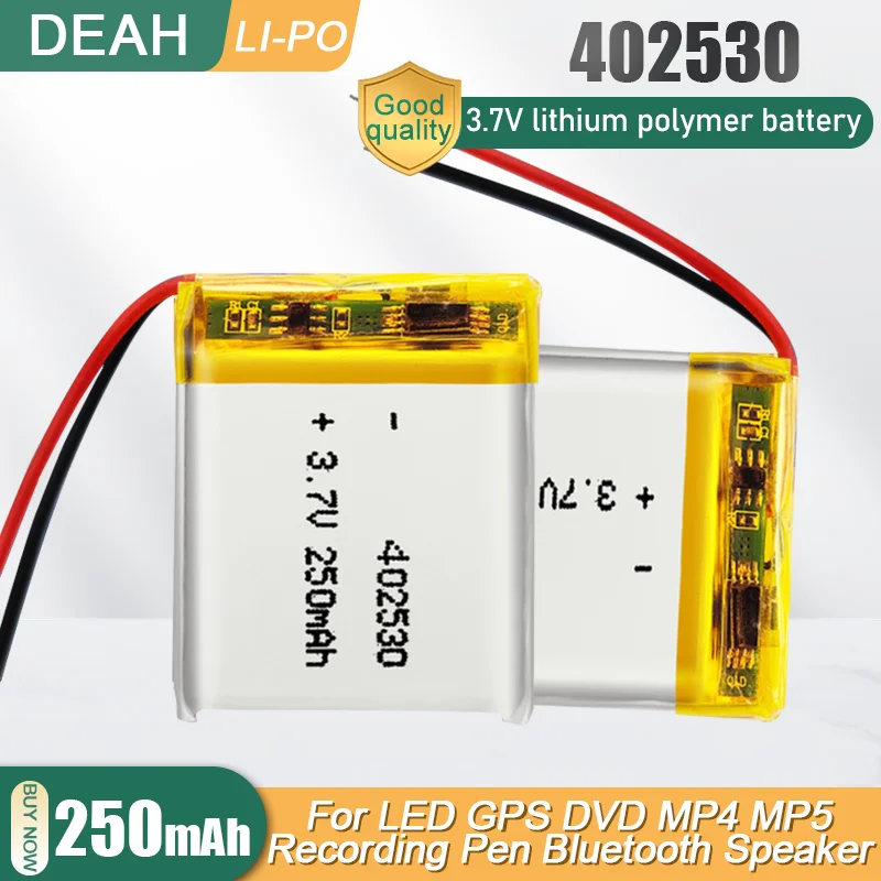 402530 3 7 в 250 мА · ч зеркальное для MP3 MP4 MP5 DVD светодиодный LED GPS Смарт-часы