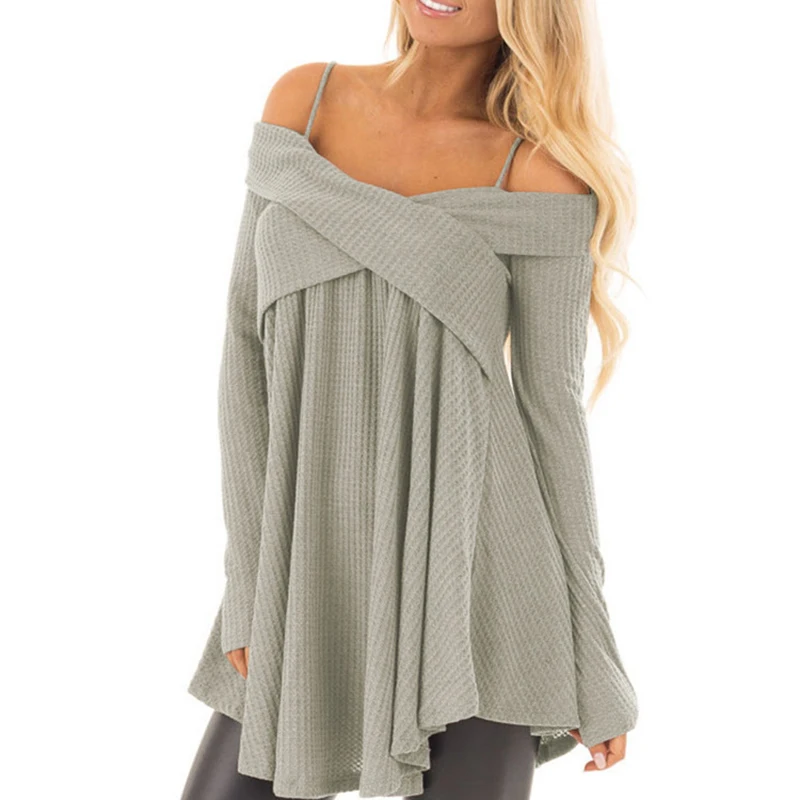 

YELITE Autumn winter lady long sleeve adds code sweater pure color Patchwork condole belt contracted long sleeve loose sweater