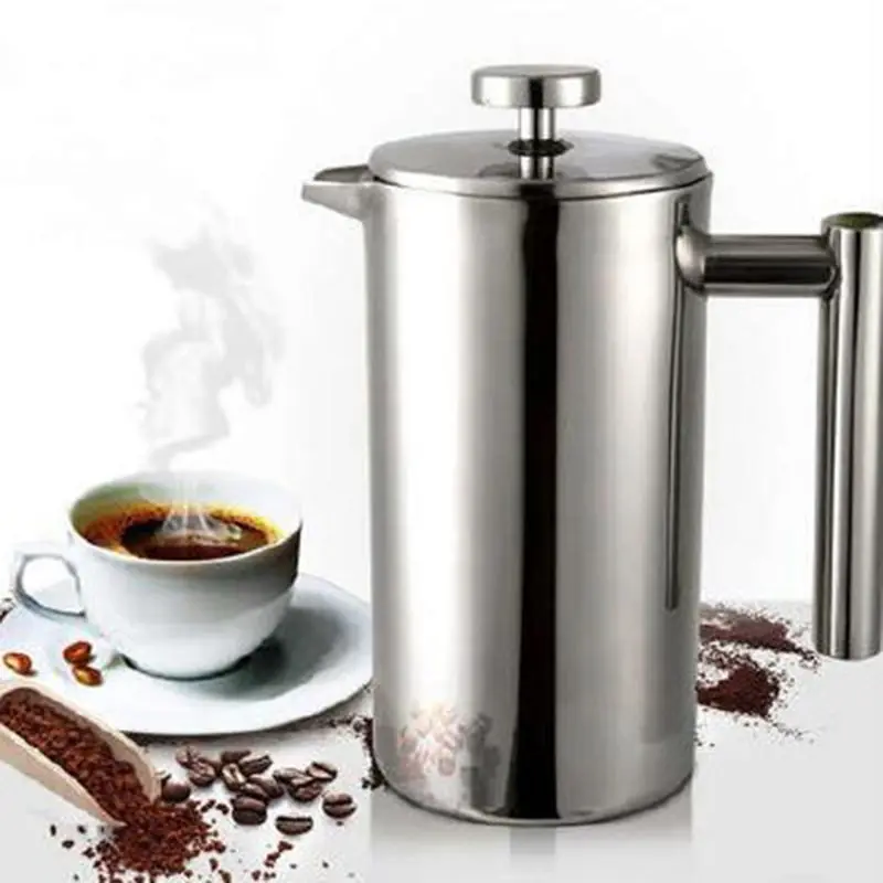 Френч-пресс для приготовления кофе из нержавеющей стали | с двойными стенками изолированный кофе и чай