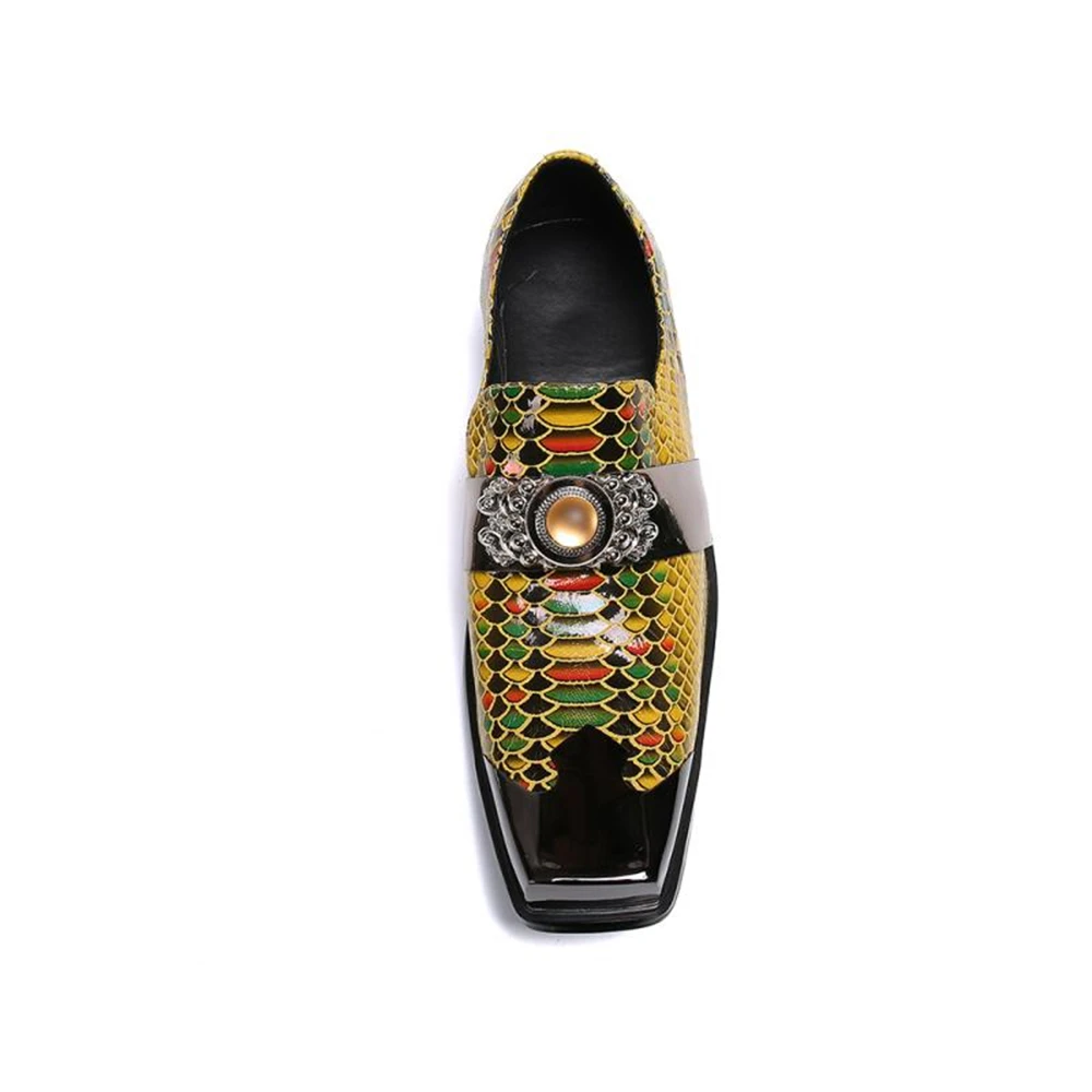 Mens Shoes 2021 New British Style Business Casual Leather Formal Shoes Square Toe Brogue High-heels