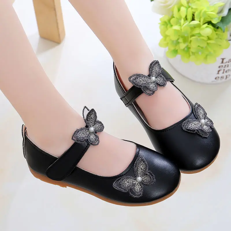 2-12Years Old Kids Leather Shoes Comfortable Beautiful Butterfly Girls Princess Shoes For Wedding Party Children Single Shoes girls leather shoes Children's Shoes