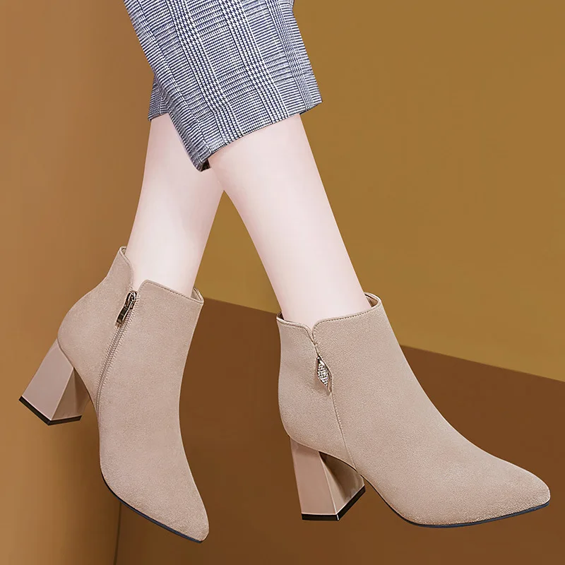 

Short Boots Women's Autumn & Winter with Overcoat Boots 2019 Autumn And Winter New Style Pointed-Toe Martin Boots Ankle Boots pl