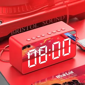 Bluetooth Speaker Mirror LED Digital Alarm Clock Speaker Wireless Bluetooth Super Bass Subwoofer Speaker Support AUX TF Card Bluetooth Speaker Mirror LED Digital Alarm Clock Speaker Wireless Bluetooth Super Bass Subwoofer Speaker Support AUX TF Card