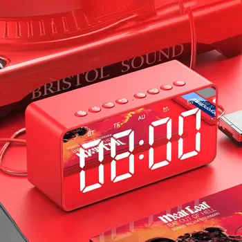 

Bluetooth Speaker Mirror LED Digital Alarm Clock Speaker Wireless Bluetooth Super Bass Subwoofer Speaker Support AUX TF Card