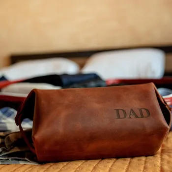 

Personalized Mens Toiletry Bag, LEATHER Dopp kit, Gift For DAD, Daddy Gifts, cutom Father's day Father of the Groom gift bag