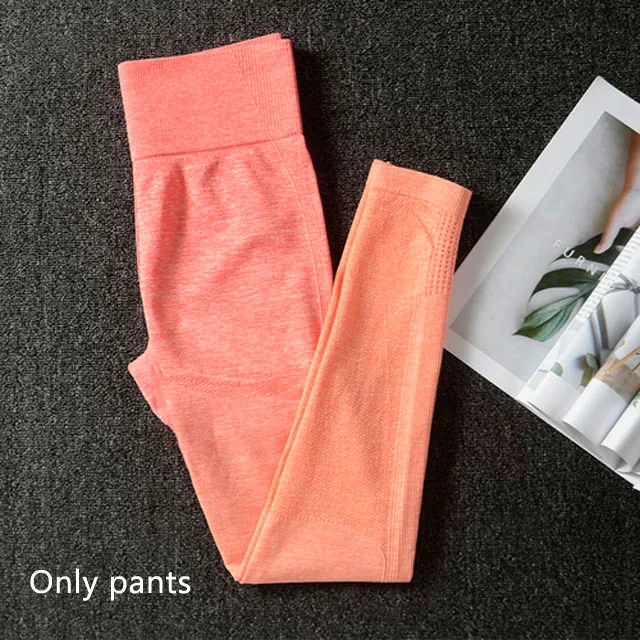 Ombre Yoga 2 шт набор спортивный бюстгальтер+ леггинсы женский спортивный комплект одежды бесшовный для спорта Фитнес Спортивная одежда спортивный костюм для фитнеса - Цвет: Orange Pants