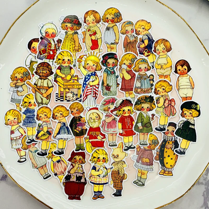 34 шт. винтажная бумажная наклейка на Долли украшение сделай сам дневник скрапбук