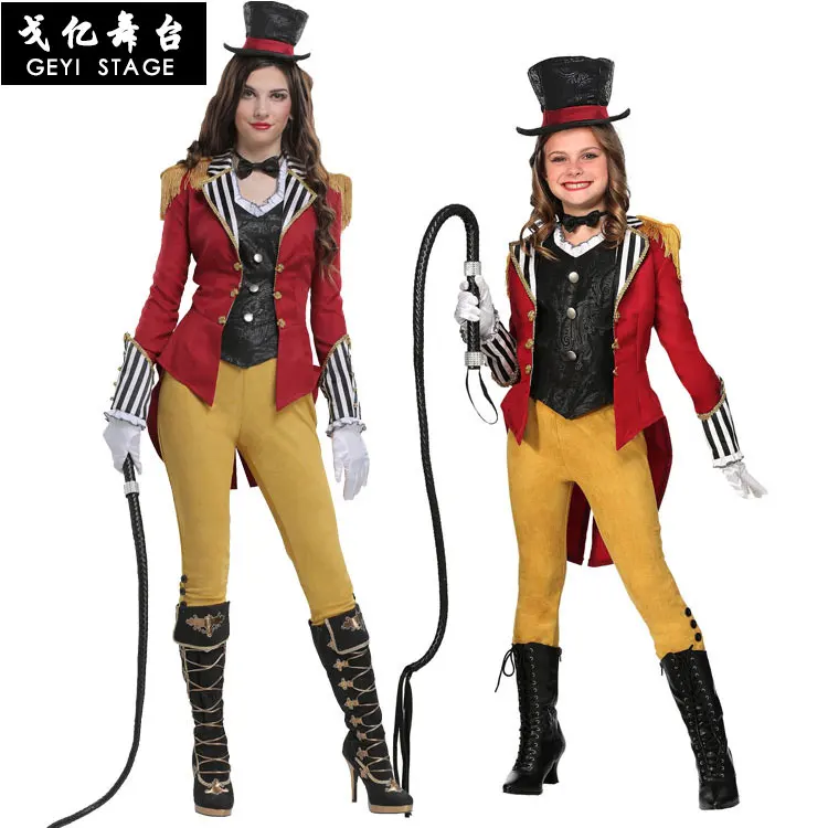 Halloween Costume Adult Kids Women Lion Tiger Animal Tamer Costume Circus Ringmaster Cosplay Costume Fantasia Carnival Cosplay