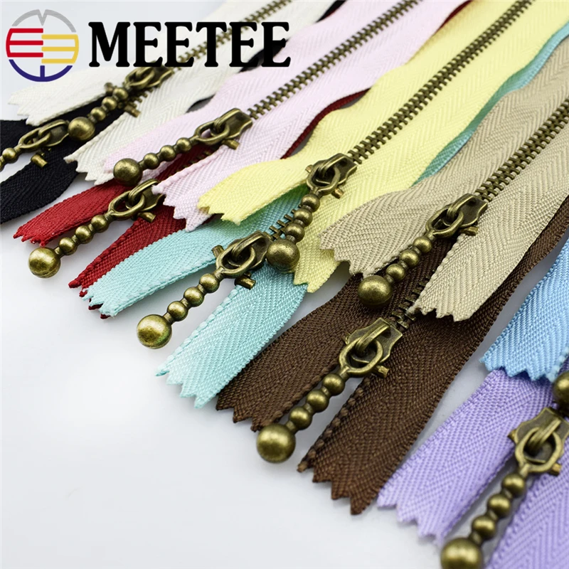 Meetee бронзовые металлические молнии 15/20/30/40 см 3 # закрытая молния для шитья сделай