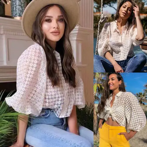 Boho Женская Желтая Цветочная блузка с длинным рукавом, сексуальные прозрачные кроп-топы, блузка, милая уличная одежда для девочек, блузы, женские Рубашки, Топы