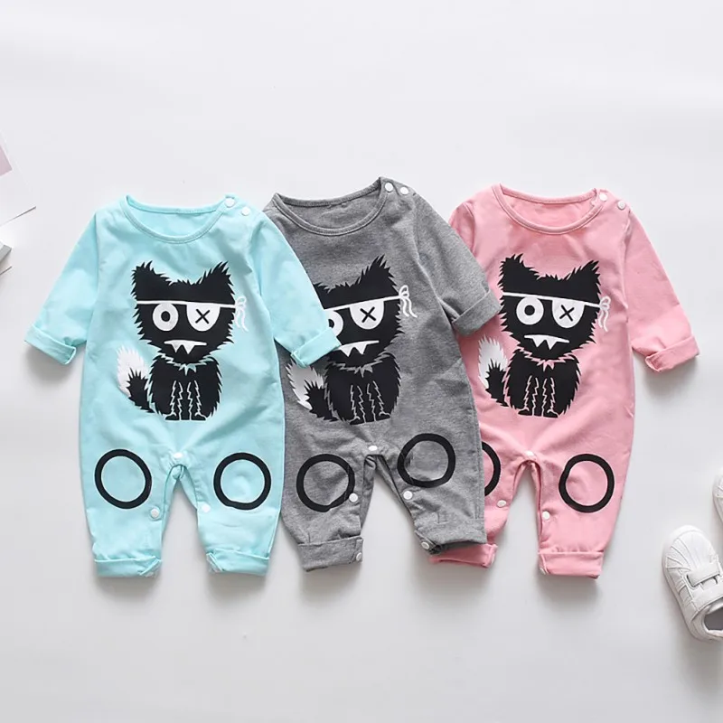 

Infant Cartoon Bear Baby Clothes Girl&Boys Long Sleeve Cat Print Cute Baby Rompers Babygrow Sleepsuits Baby Romper 0-18 Months