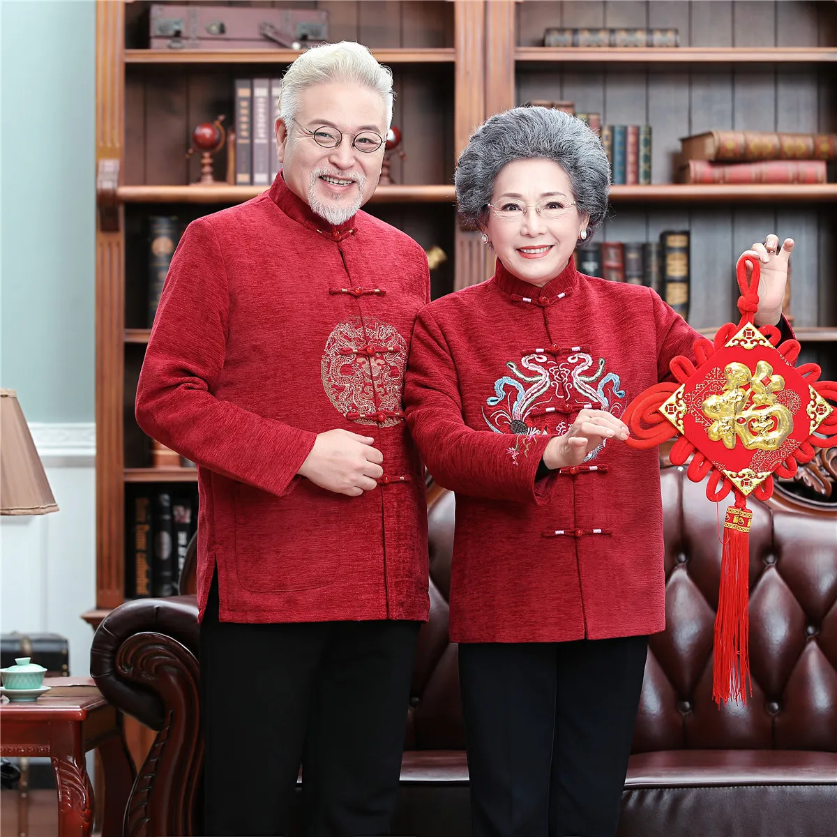 Шанхай история Зимняя Красная китайская куртка для мужчин и женщин Китайская традиционная одежда двойной дракон куртка замшевая куртка