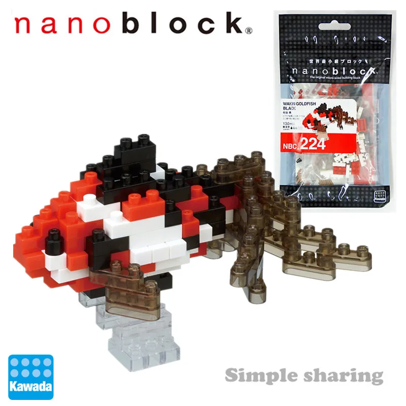 Kawada Nanoblock NBC 224 nanoblock Wakin Золотая рыбка черная 130 шт алмазные микроразмерные