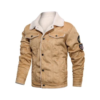 

Casual Lapel Fur Men's Jacket Suede Loose Men's Jacket Street Large Size 4xl Coats Single-Breasted Pocket Winter Jackets 2020