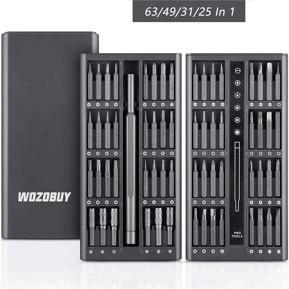 WOZOBUY Small Screwdriver Set 63 in 1 Precision Magnetic Torx Hex Bits Repair Phone PC Tools | Инструменты