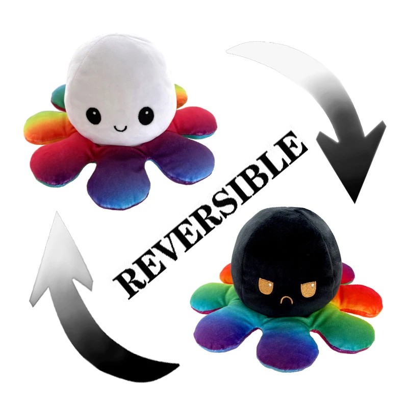 

Reversible Octopus Plush Toy Pillow Colorful Soft Simulation Poulpe Doll Peluche Double Face Plush Flip Toy Baby Gift