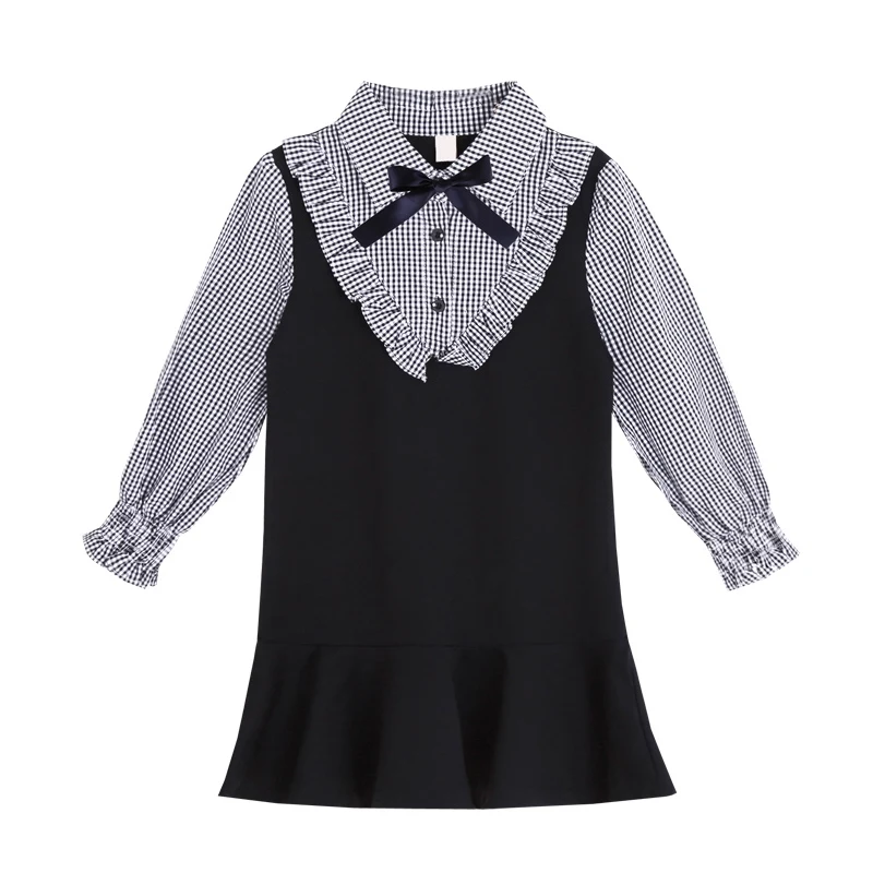 

Baby Girls Plaid Print Long Flare Sleeve Fake 2 Piece Dress Kids Princess Dresses Baby Long Sleeve Dresses 2019 Autumn Casual